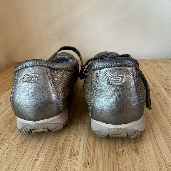 Skechers Ballet Sneaker Pewter Gray Sz 8.5 Mary Jane Metallic - Picture 5 of 12